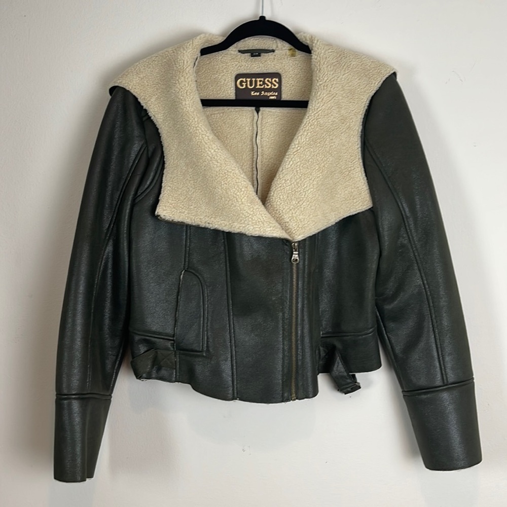 Guess Army Green and Tan Jacket NWOT